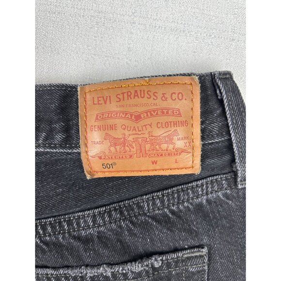 Levi’s Black Distressed High Rise Shorts Size W32 - Picture 8 of 10